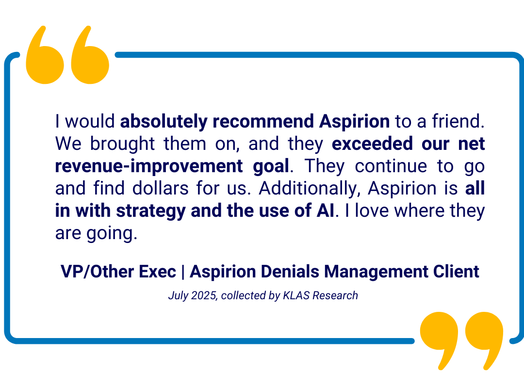 KLAS Research-Aspirion Client Quote